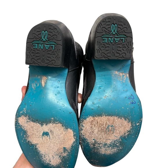 LANE WOMEN'S LEXINGTON WESTERN BOOTIES - SNIP TOE Black leather 8.5 - Picture 8 of 12